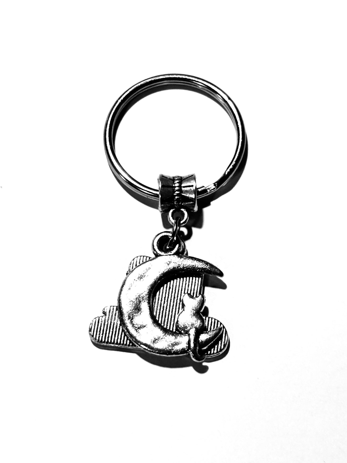 Cat On The Moon Dual Charm Keychain