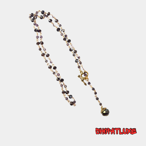 AMETHYST BEADED LARIAT NECKLACE