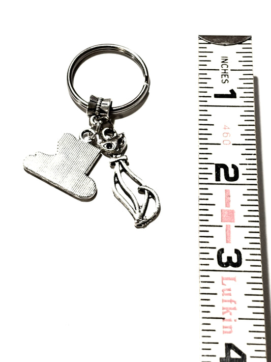 Cat Love Dual Charm Keychain