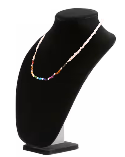 Frosted Glass Rainbow Beaded Necklace