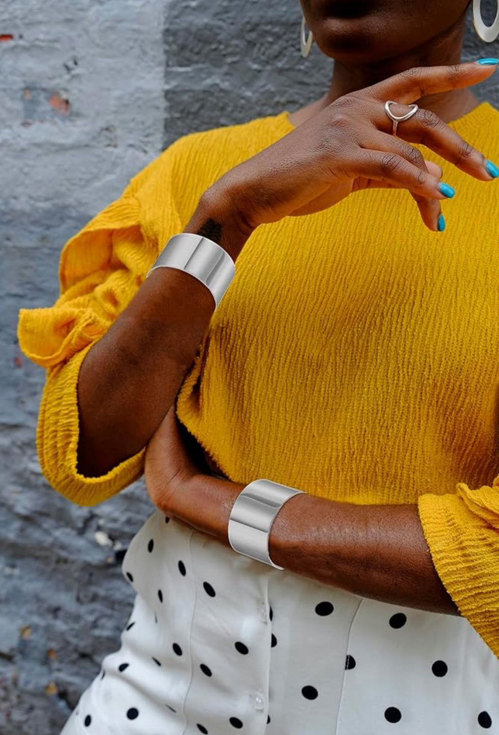 Brushed Steel Arm Cuff Bracelets for Men Women