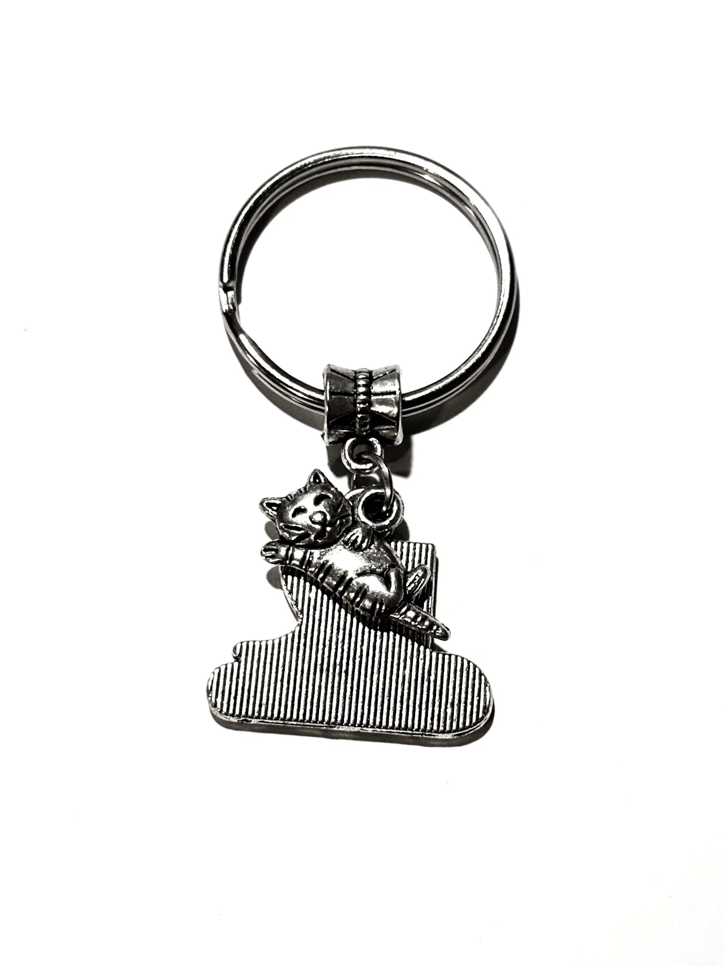 Cat Love Dual Charm Keychain