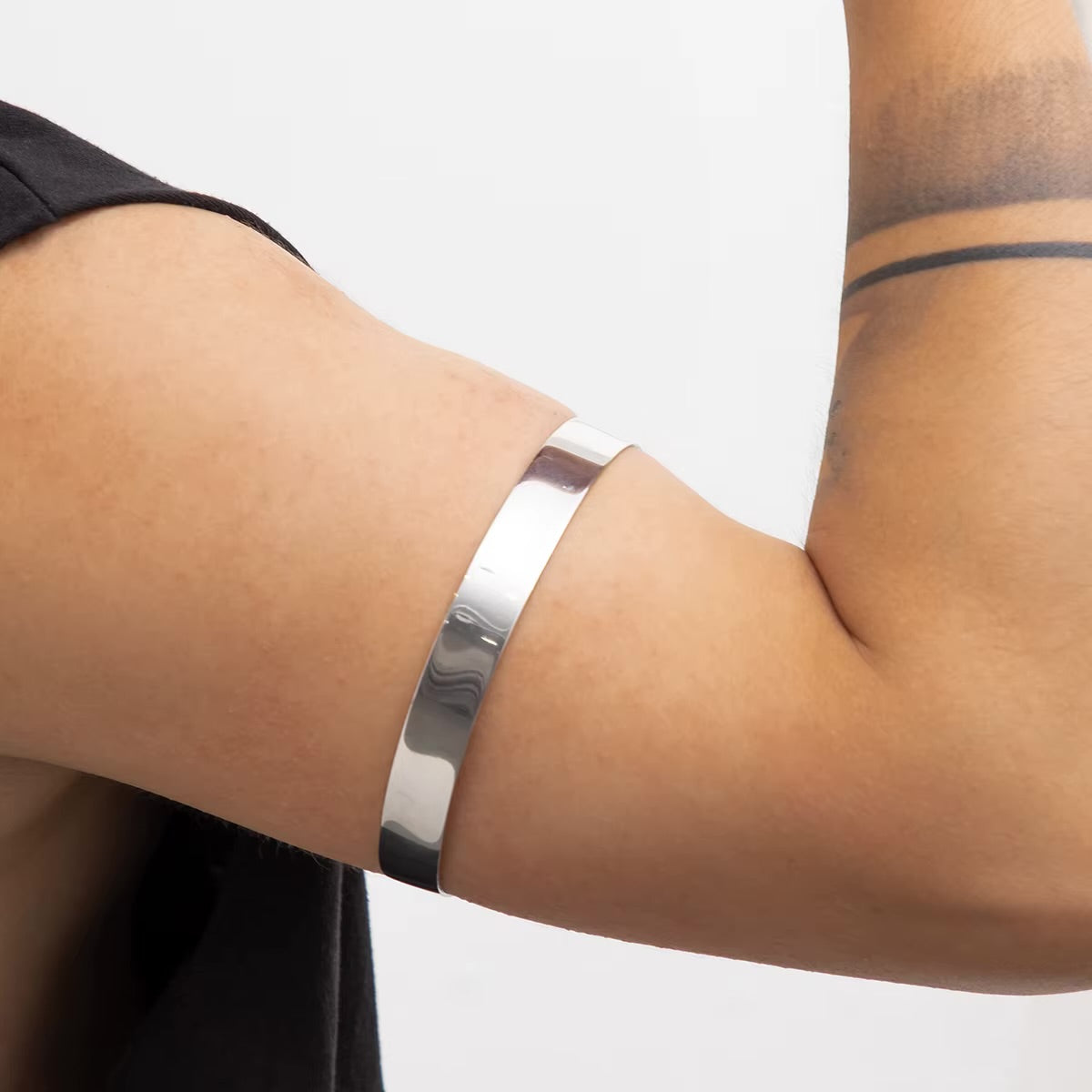Brushed Steel Arm Cuff Bracelets for Men Women
