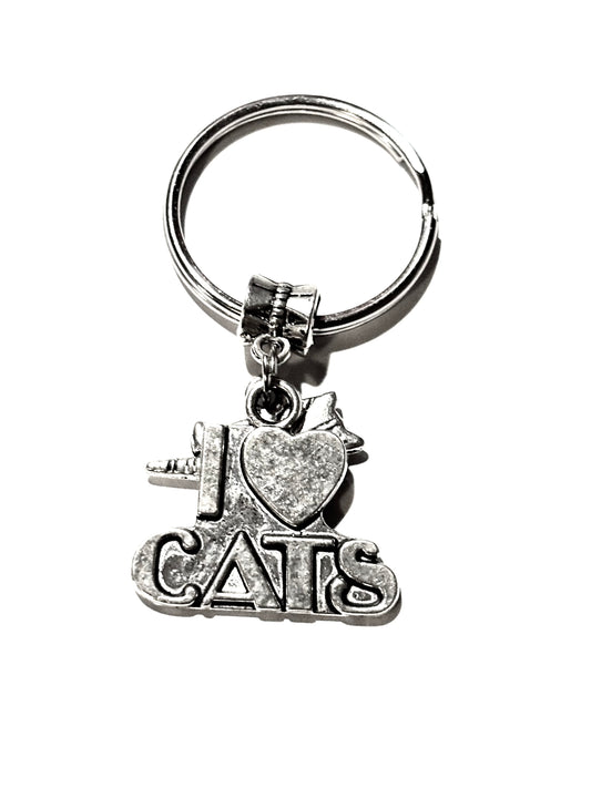 Cat Love Dual Charm Keychain