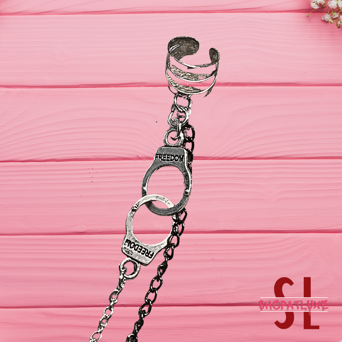 Handcuffs And Key Ear Cuff And Chains Earring