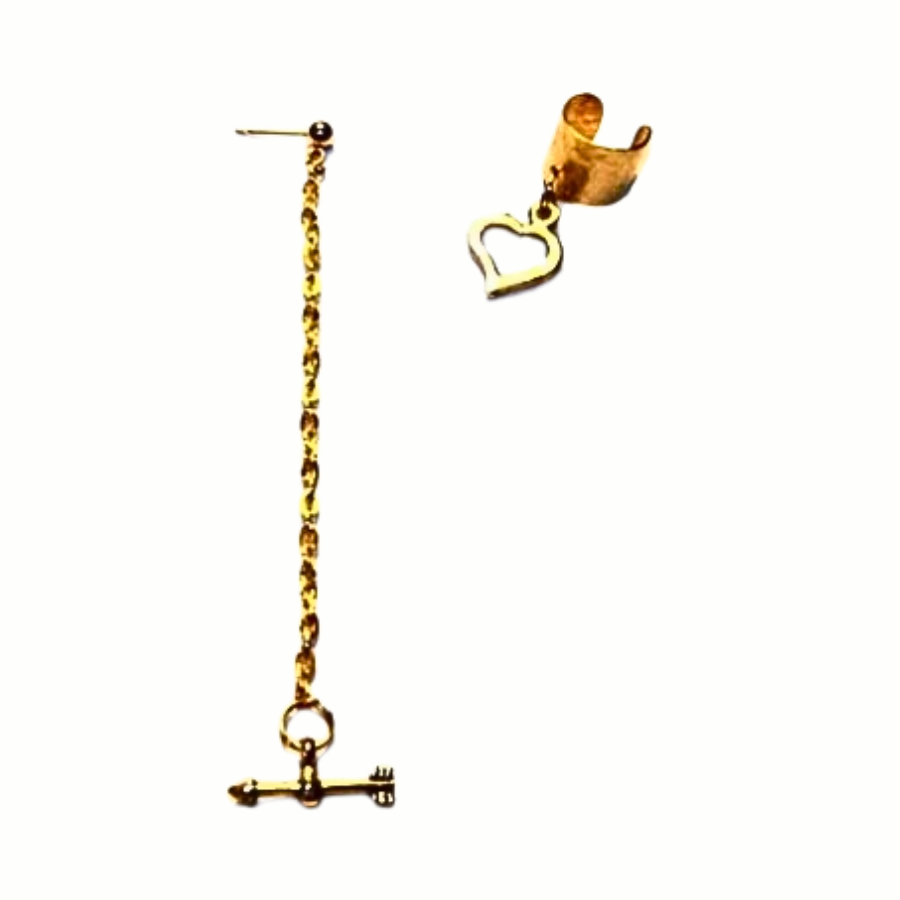 Heart And Arrow Ear Cuff And Chain