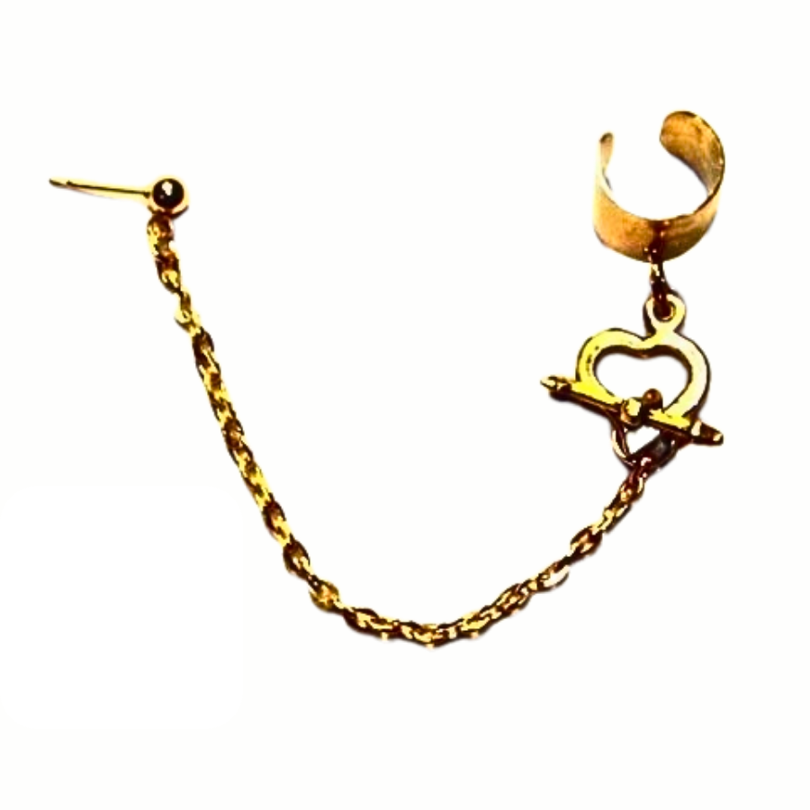 Heart And Arrow Ear Cuff And Chain