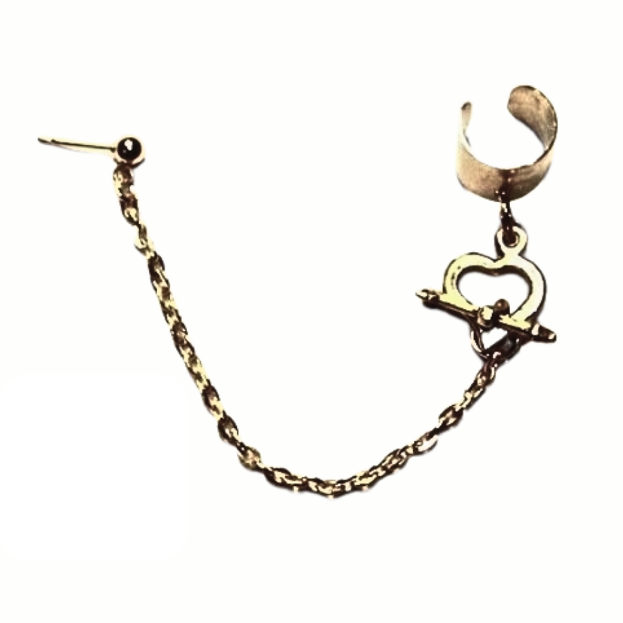 Heart And Arrow Ear Cuff And Chain