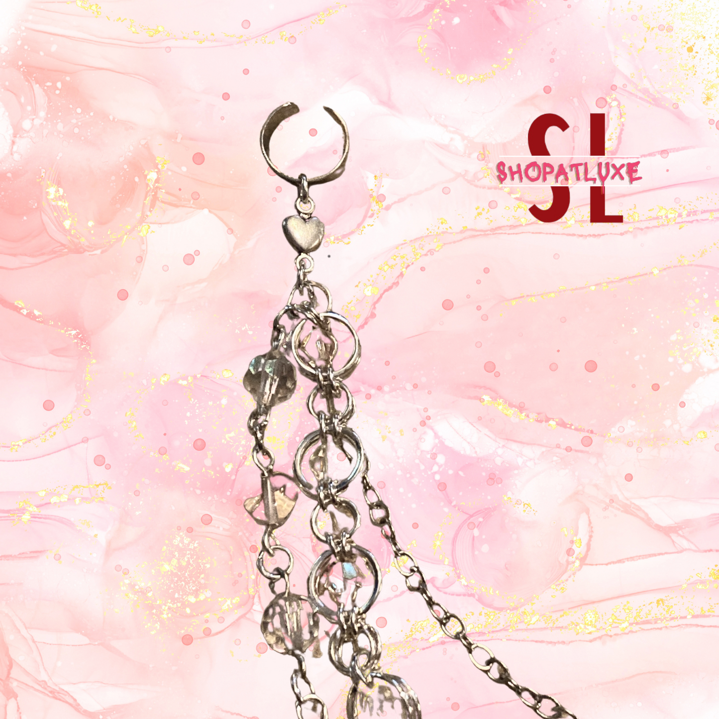 Hearts And Love Chainmail Ear Cuff Earring