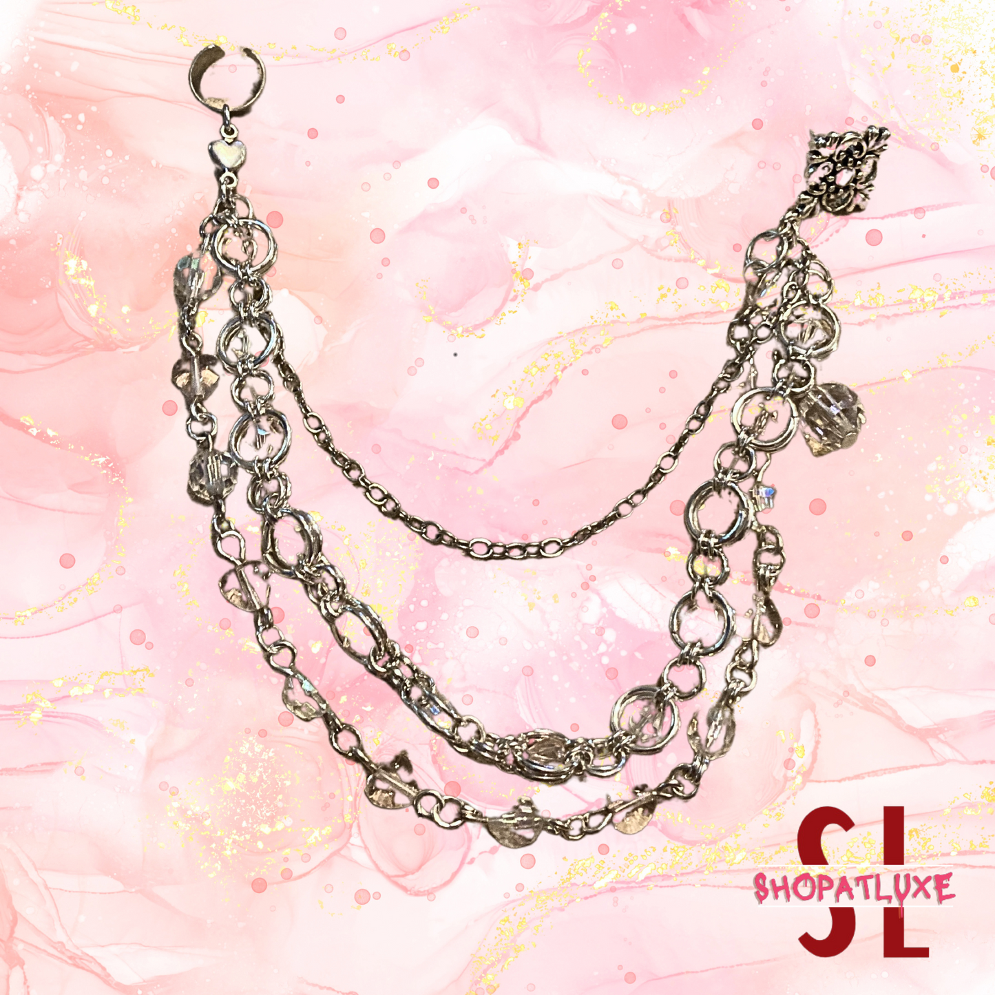 Hearts And Love Chainmail Ear Cuff Earring