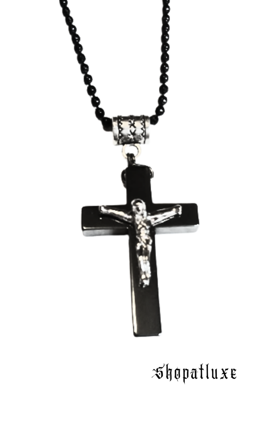 Hematite And Sterling Silver Crucifix