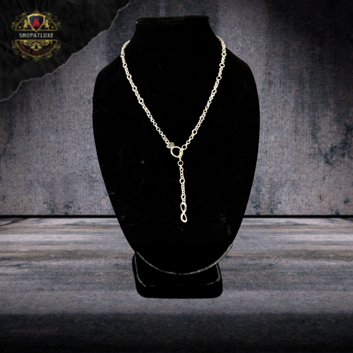 Sterling Silver Infinity Lariat Chainmail Necklace