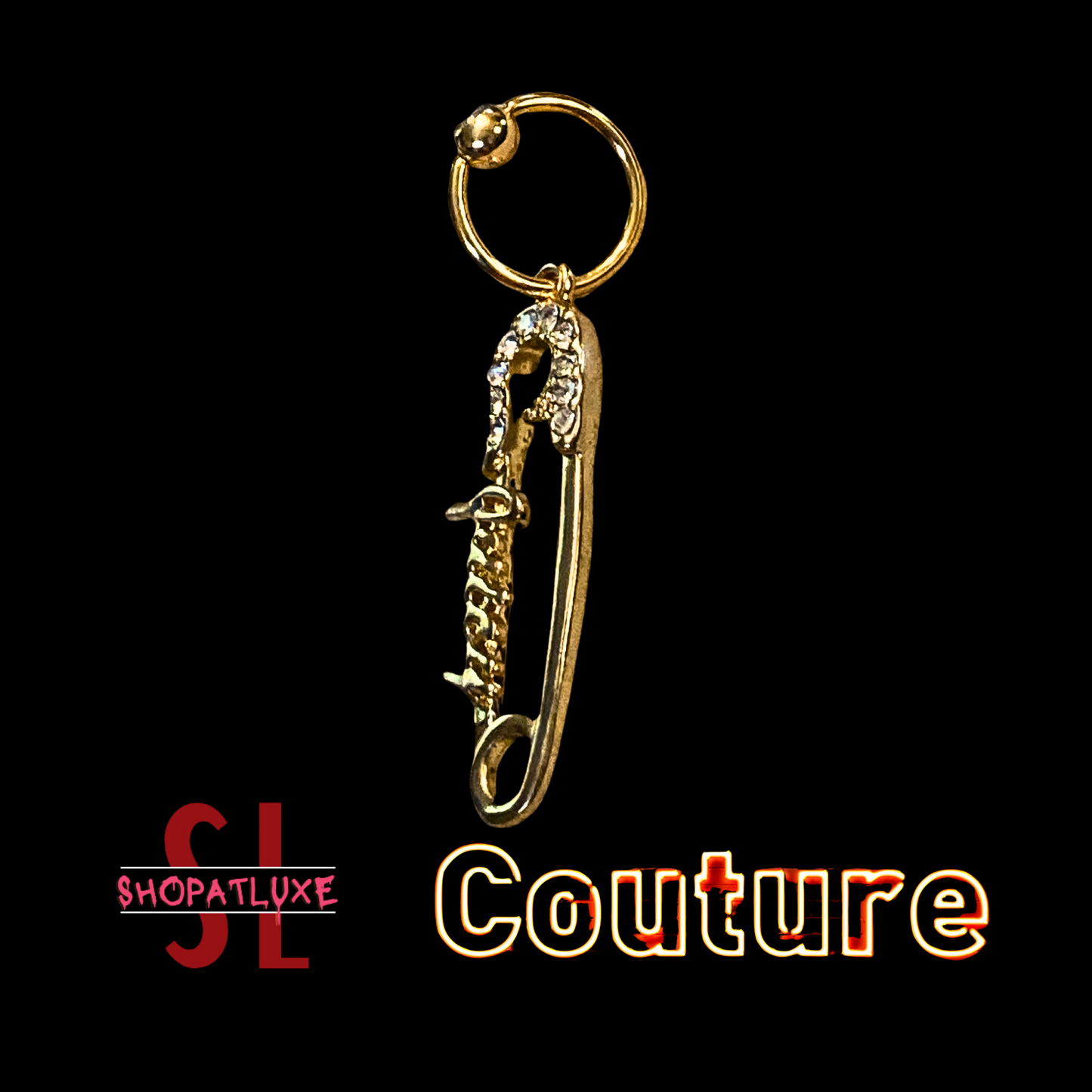 JUICY COUTURE SAFETY PIN WITH CAPTIVE RING