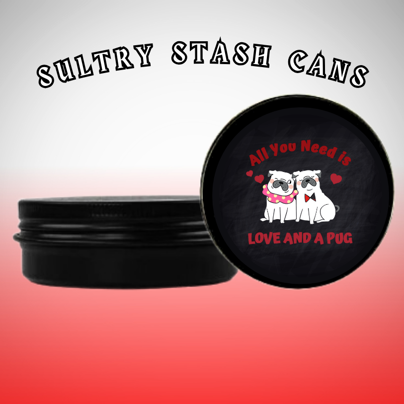 LOVE AND A PUG Stash Tin - Round Storage Container