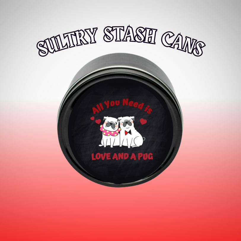 LOVE AND A PUG Stash Tin - Round Storage Container