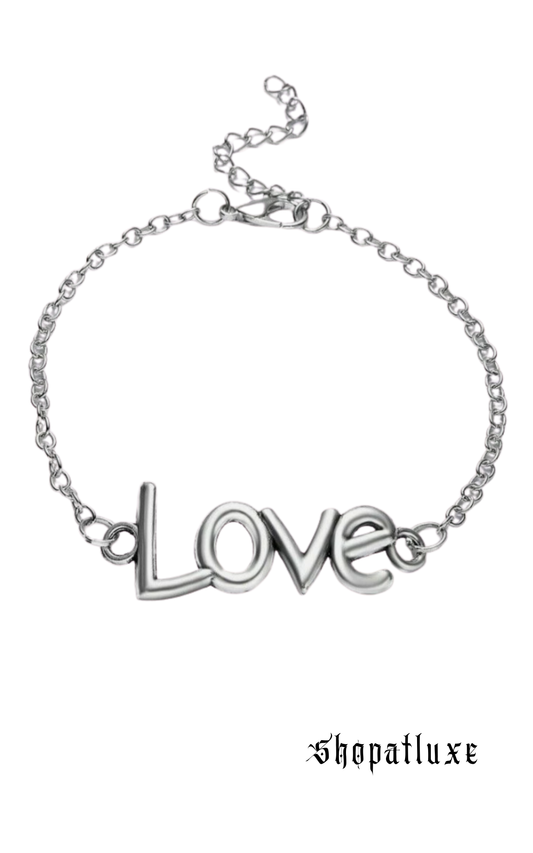 SILVER LOVE SCRIPT BRACELET