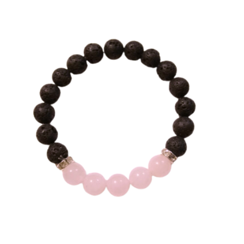 Lava Rocks With Pink Quartz Bracelet