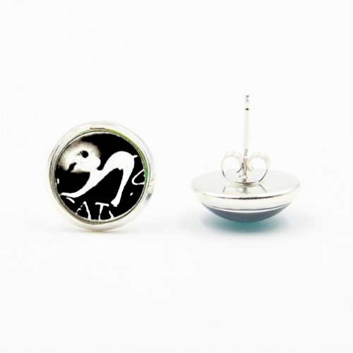 Leaping Cats Glass Cabachon Earrings