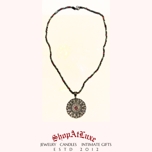 Gothic Hand Beaded Amulet Necklace