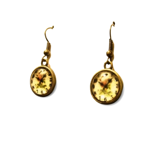 Old Fashioned Clocks Cabochon Earrings
