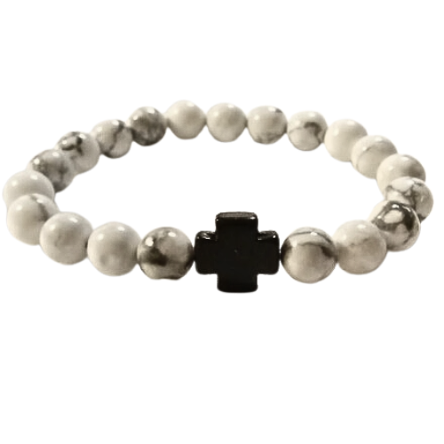Onyx Cross White Turquoise Bracelet