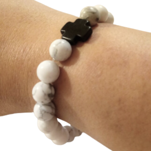 Onyx Cross White Turquoise Bracelet
