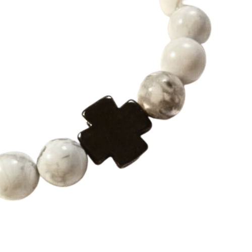 Onyx Cross White Turquoise Bracelet