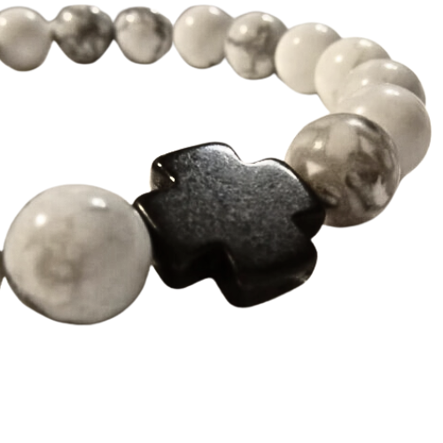 Onyx Cross White Turquoise Bracelet