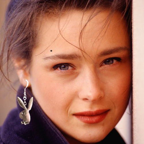 Playboy Bunny Style Silver Earrings