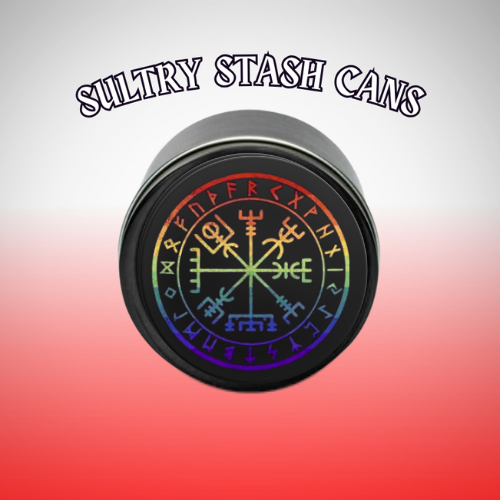 VIKING RUNES GAY PRIDE RAINBOW Stash Tin - Round Storage Container
