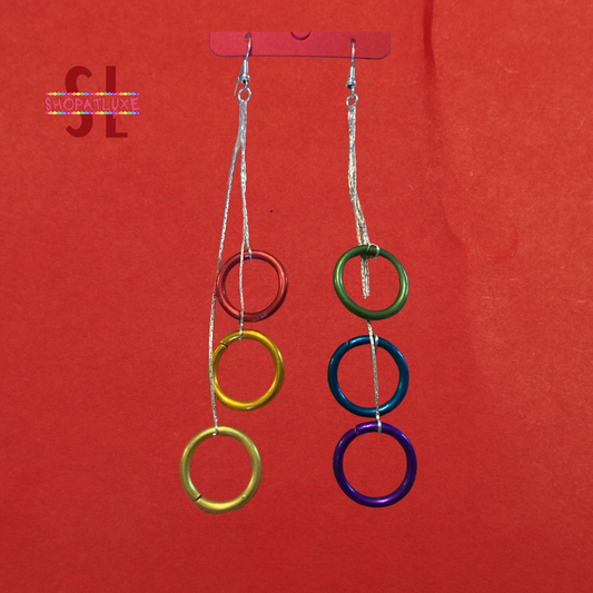 Rainbow Hoops Dangle Earrings