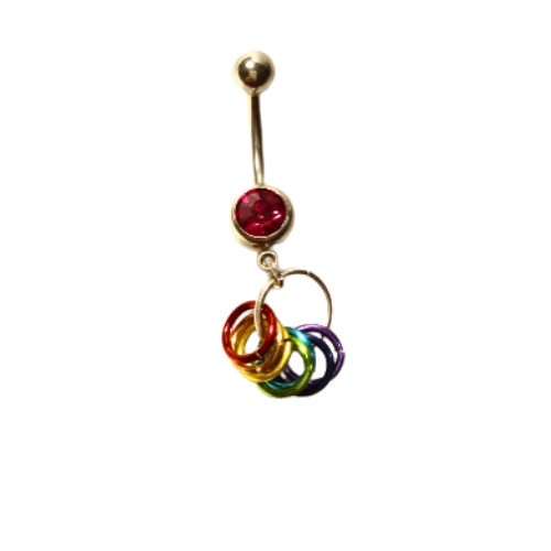 Rainbow Rings 14g Steel Belly Ring