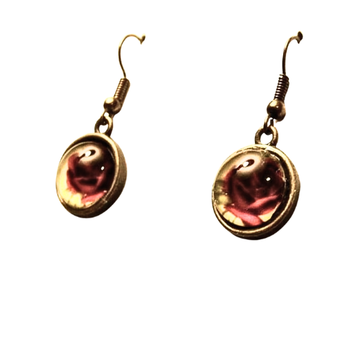 Red Roses Cabochon Earrings