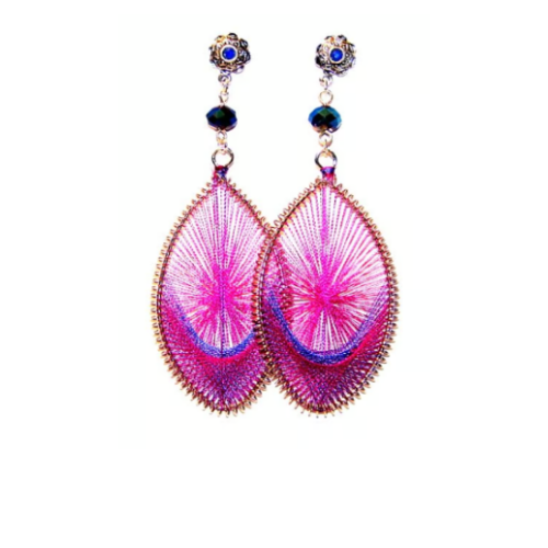 Retro Crystal Embellished Fan Earrings