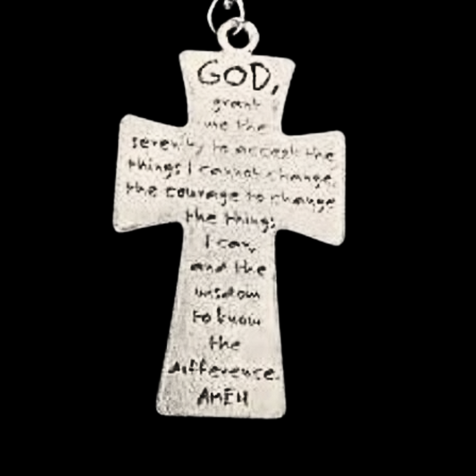 Twisted Textile Serenity Prayer Cross Necklace