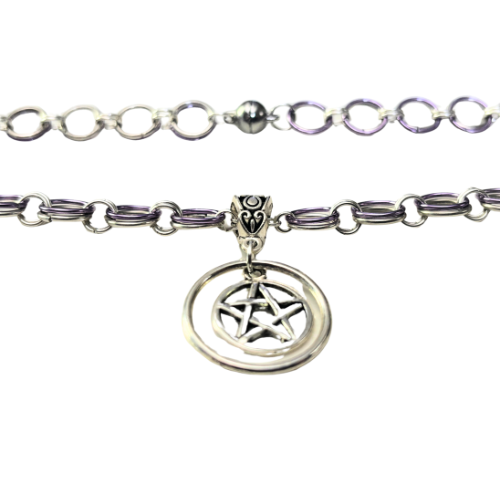 Steel Pentacle Star Discreet Day Choker Necklace