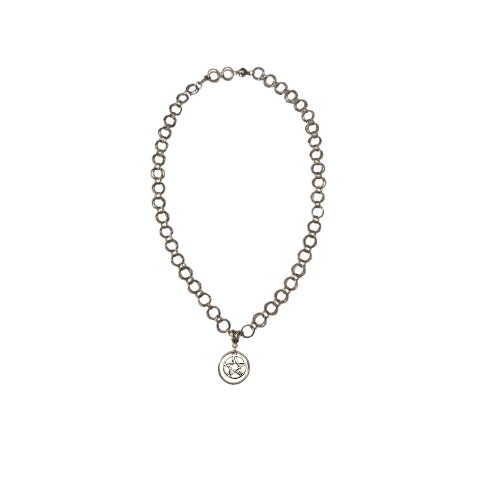 Steel Pentacle Star Discreet Day Choker Necklace