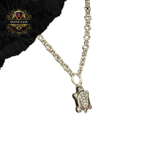 Natural Hematite Turtle Sterling Silver Necklace
