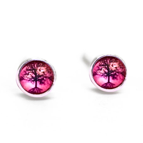 Trees In Sunset Glass Post Earrings