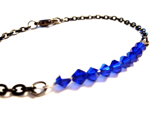 Thin Blue Line Silver Link Bracelet