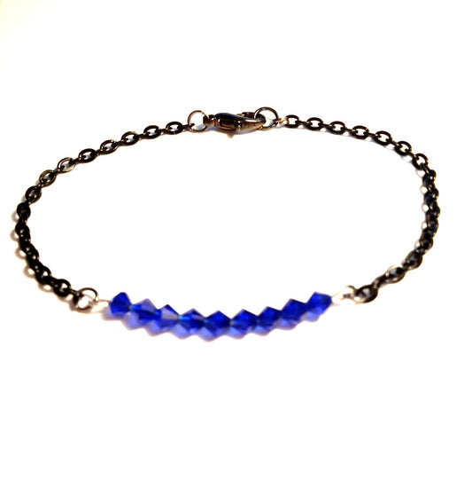 Thin Blue Line Silver Link Bracelet