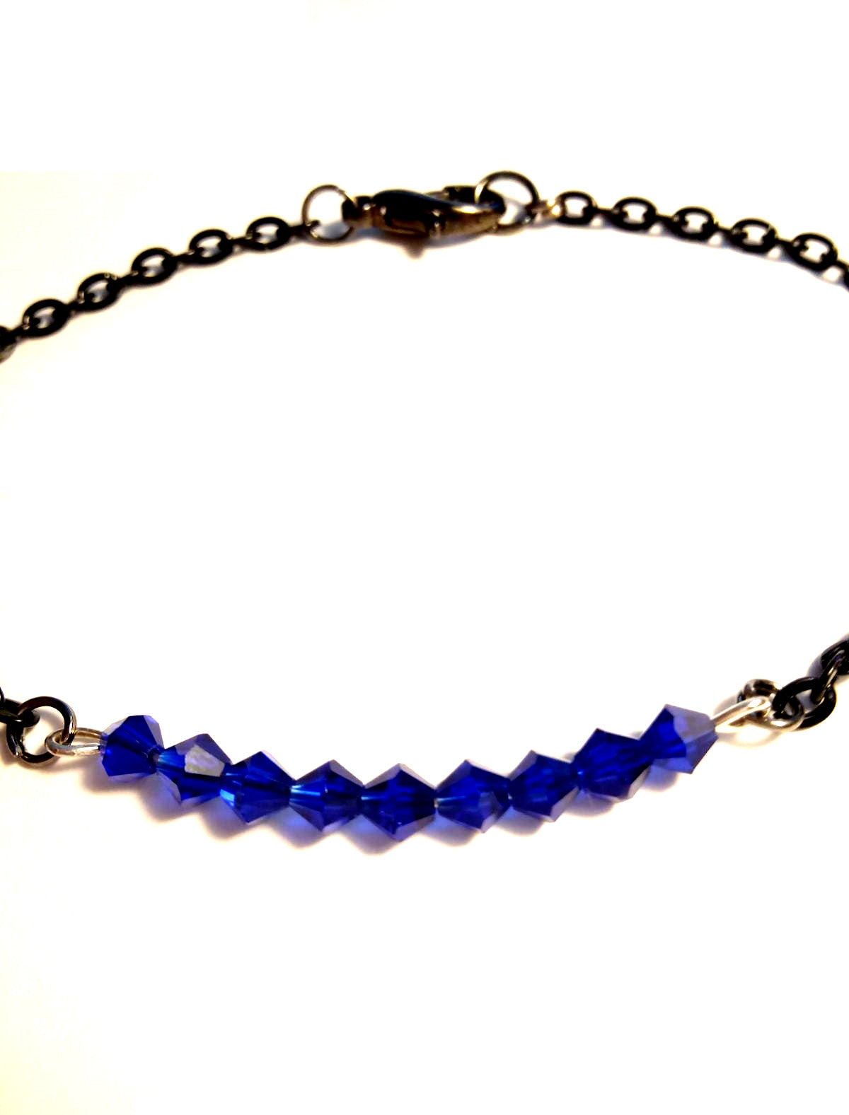Thin Blue Line Silver Link Bracelet