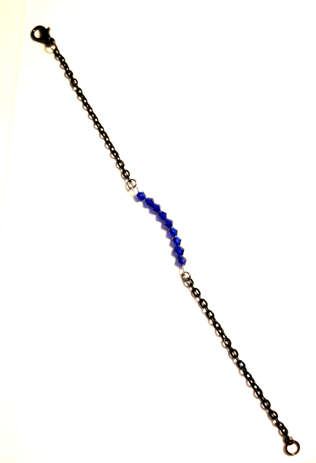 Thin Blue Line Silver Link Bracelet