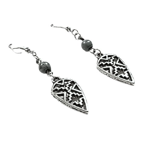 Turquoise Beaded Arrowhead Earrings