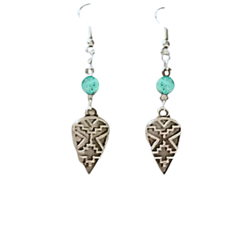 Turquoise Beaded Arrowhead Earrings