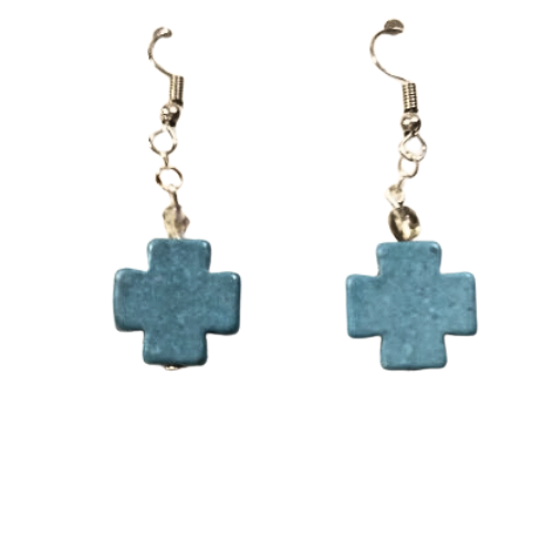 Howlite Stone Cross Earrings