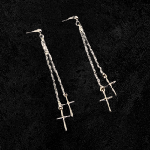 Twin Cross And Chains Earrings