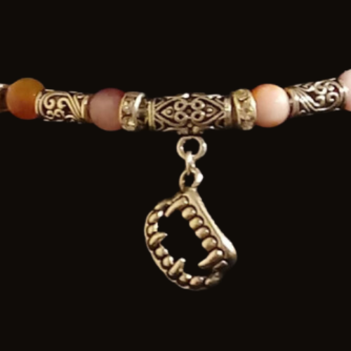 Vampire Teeth Red Stone Beaded Bracelet