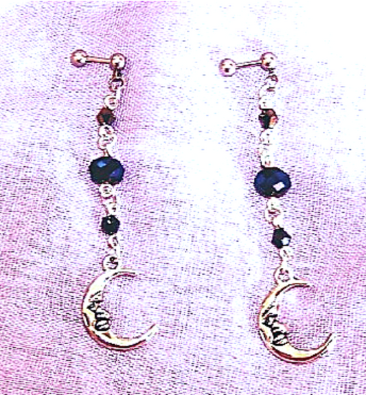 18g Helix Barbell With Crystals And Moon