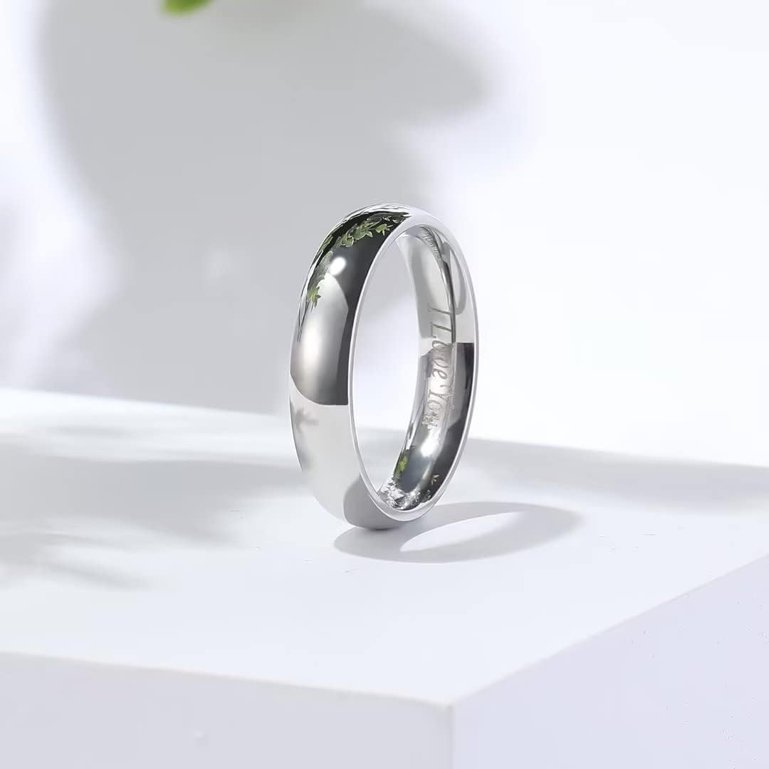King Will BASIC 2mm/3mm/4mm/5mm/6mm/7mm Wedding Ring for Men Women Stainless Steel Wedding Band Laser I Love You Silver/Gold/Rose Gold Plated High Polished Dome Style Ring